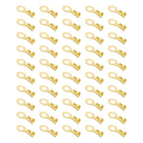 PATIKIL 100 Pcs Copper Ring Terminals, M10 Wire Cable Connecting Copper Open Barrel Wire Ring Cable Lugs Non-Insulated Kit for Lighting Grounding