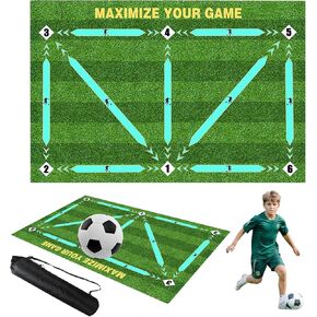 Football Footstep Training Mat, Soccer Training Mat, Silent Carpet for All Ages to Improve Speed, Strength and Coordination, Ball Control Training Player Equipment