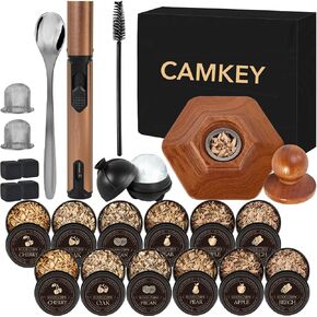 23pcs طقم مدخن الويسكي مع رقائق الخشب Torch-12 ، قوالب كرة جليدية ، طقم كوكتيل مدخن ، طقم مطوّج للمشروبات ، هدايا عيد ميلاد ويسكي الهدايا البيضاء للرجال ، زوج ، أبي