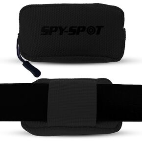 Spy Spot Waterproof Small Pouch with Zipper | GPS Tracker Bag for Dog Collar, Belt | Multi-Purpose Holder from Thick Fabric with Loop Attachment (Black)