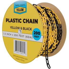 Lellow Safety® ، سلسلة بلاستيكية صفراء ، 200 قدم/60 مترًا in Kuwait
