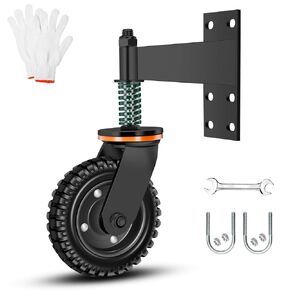 6 Inch Heavy Duty Fence Gate Wheel 500lb Capacity for Metal Tube Gates with 360 Degree Rotation Spring Loaded Caster Includes Screws and Screwdriver Durable Wheel for Smooth Gate Operation (Black)