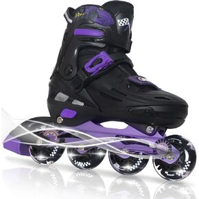 MammyGol Inline Skates for Boys and Girls Youth, 4 Size Adjustable Roller Skates with PU Flashing Wheels, Aggressive Inline Skates High Performance for Kids age 6-12
