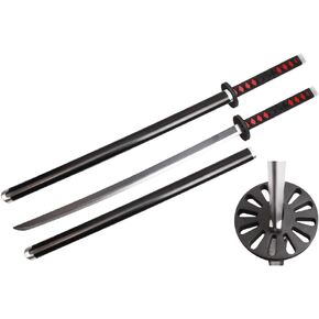 31 Inch Cosplay Anime Swords, Fantasy Foam Samurai Tengen Uzui Sword, Tanjiro Sword Demon Katana Blade Sword for Halloween Short Version