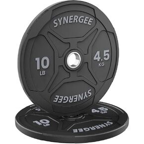 Synergee Bumper Plates – Durable Olympic Weight Plates, Low-Bounce Rubber for Strength Training, Powerlifting, and Functional Workouts.