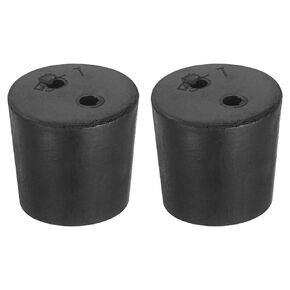 uxcell 2 Pcs 2-Hole Rubber Stopper, Tapered Lab Seal Tube Stopper Plug for Test Tube Flasks Glass Containers Industry and Laboratories, 27x23x25mm Black