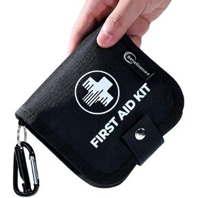 Mini First Aid Kit - 137 Piece Small Emergency Medical Kit for Home, Car, Travel, Camping & Outdoor Activities (Red)