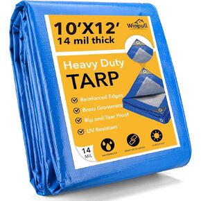 Tarp 10x20 Feet 16 Mil Heavy Duty Waterproof Tarp, Multipurpose Large Tarp Cover with Brass Grommets and Reinforced Edges, UV Resistant Thick Poly Tarp for Outdoor Camping Tent Pool Car, Green