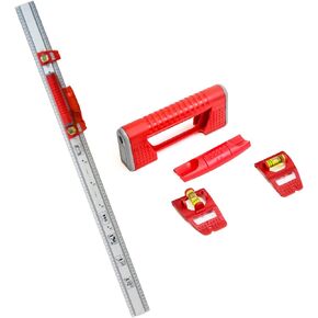 Kapro - 314 Set & Match Ruler - أداة التخطيط ووضع العلامات - قوارير منزلقة مع ⅛ تدرجات إنجليزية - تتضمن قارورتين منزلقتين وقفل، ومقياس مركزي صفر، وميزة مضادة للانزلاق - ألومنيوم - 48 بوصة in Kuwait