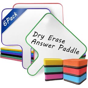 6 Pack Double Sided Answer Paddle- 8''X 6'' Dry Erase Board Thickness 3mm Whiteboard Handheld Graffiti Board Suitable for Home School and Office Teacher Student Mini Writing Board