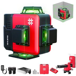 16 Lines Laser Level 4x360° Self Leveling, Class Green Self Leveling Cross Line Laser, Tiling Floor Laser Tool for Picture Hanging, Tile, Construction Indoor Project,Fixed Bracket Included
