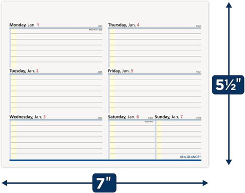 AT-A-GLANCE 2025 Desk Calendar Refill, Daily, 3-1/2" x 6", Standard, Loose-Leaf, QuickNotes (E5175025) in Kuwait