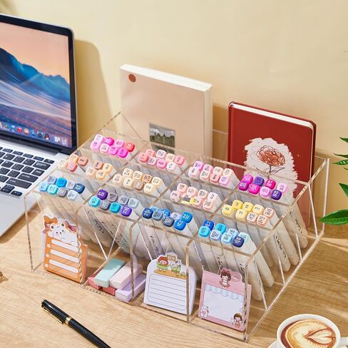 Acrylic Pen Organizer Storage Vertical Marker Organizer Acrylic Pen Display Holder for Office Desk Desktop Stationery Pencil Storage(Black,13 x 4 x 10.2 Inch) in Kuwait