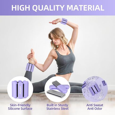 Adjustable Wrist & Ankle Weights for Women and Men, 1 Pair(1 Lb Each) Silicone Weighted Bangles for Yoga Fitness Pilates Gym Exercise in Saudi Arabia
