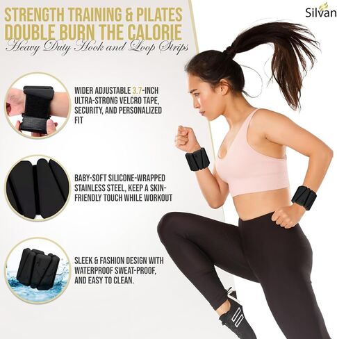 Wrist weights bangles set of two (1lb each)Ankle Weights for Women - 1lb Pair | Adjustable Wrist and Ankle Bangles for Yoga, Walking, Running, Barre, Pilates, Cardio & Aerobics | Premium Weighted Bands for Men & Women | Home & Gym Workouts in Saudi Arabia