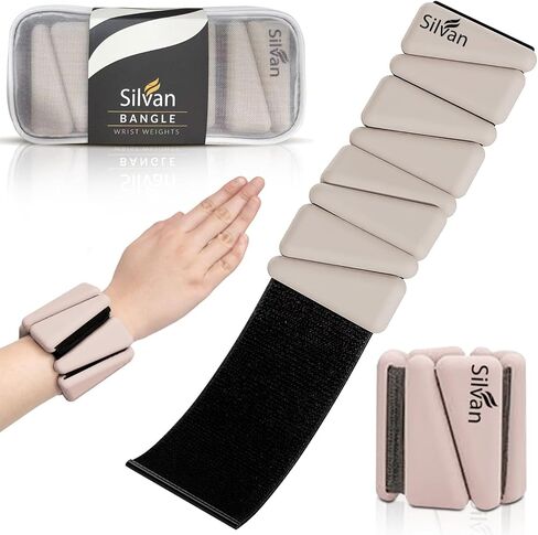 Wrist weights bangles set of two (1lb each)Ankle Weights for Women - 1lb Pair | Adjustable Wrist and Ankle Bangles for Yoga, Walking, Running, Barre, Pilates, Cardio & Aerobics | Premium Weighted Bands for Men & Women | Home & Gym Workouts in Kuwait