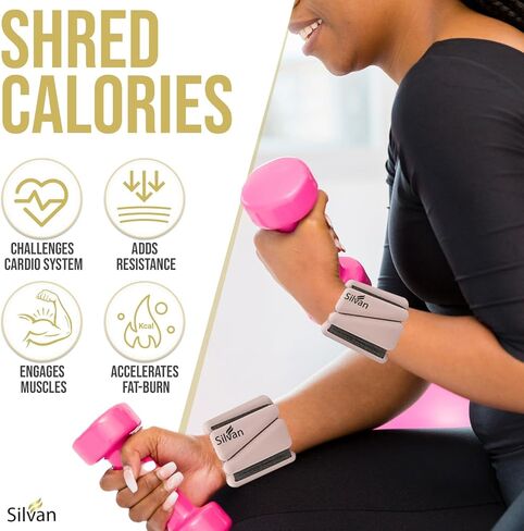 Wrist weights bangles set of two (1lb each)Ankle Weights for Women - 1lb Pair | Adjustable Wrist and Ankle Bangles for Yoga, Walking, Running, Barre, Pilates, Cardio & Aerobics | Premium Weighted Bands for Men & Women | Home & Gym Workouts in Kuwait