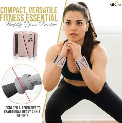 Wrist weights bangles set of two (1lb each)Ankle Weights for Women - 1lb Pair | Adjustable Wrist and Ankle Bangles for Yoga, Walking, Running, Barre, Pilates, Cardio & Aerobics | Premium Weighted Bands for Men & Women | Home & Gym Workouts in Kuwait