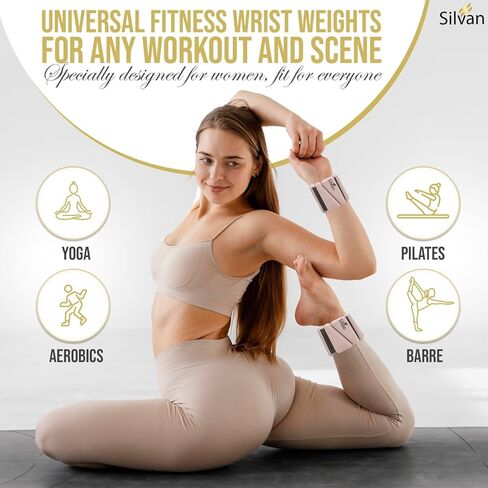 Wrist weights bangles set of two (1lb each)Ankle Weights for Women - 1lb Pair | Adjustable Wrist and Ankle Bangles for Yoga, Walking, Running, Barre, Pilates, Cardio & Aerobics | Premium Weighted Bands for Men & Women | Home & Gym Workouts in Kuwait