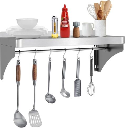 Stainless Steel Shelf 12" x 36", Commercial Stainless Steel Kitchen Wall Shelf for Hanging and Storing Pots, Pans, and Cookware in Restaurants, Kitchens, Homes,and Hotels in Saudi Arabia