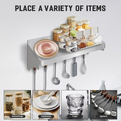 Stainless Steel Shelf 12" x 36", Commercial Stainless Steel Kitchen Wall Shelf for Hanging and Storing Pots, Pans, and Cookware in Restaurants, Kitchens, Homes,and Hotels in Saudi Arabia
