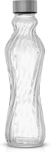 JoyJolt Spring Glass Water Bottles Set of 6-18 oz Glass Bottles with Stainless Steel Caps - Glass Drinking Bottles with Leakproof Lids - Reusable Glass Juice Bottle - Container Bottle Set in Saudi Arabia