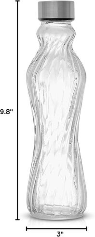 JoyJolt Spring Glass Water Bottles Set of 6-18 oz Glass Bottles with Stainless Steel Caps - Glass Drinking Bottles with Leakproof Lids - Reusable Glass Juice Bottle - Container Bottle Set in Saudi Arabia