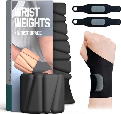 Wrist Weights, Ankle Weights for Women Men, With Wrist Brace，Silicone Wrist Weighted Bangles - Adjustable Arm Weights Bangles,Wrist Weights for Workout, Running, Yoga, Swimming，2 Lbs(1Lbs Each) in Saudi Arabia
