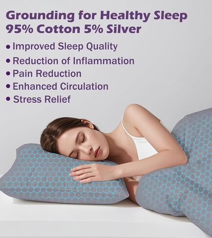 Grounding Pillowcase with Organic Cotton Silver Fiber, Conductive Grounding Pillow Case for Better Sleep, Gray, 20x30 inch in Saudi Arabia