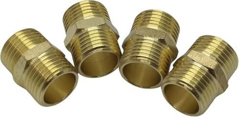 4-piece set brass double nipples, 3/4 inch male thread, robust and durable connection parts for pipelines, ideal for plumbing and DIY projects (3/4") in Saudi Arabia