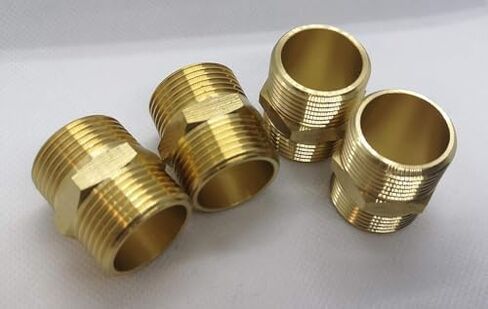 4-piece set brass double nipples, 3/4 inch male thread, robust and durable connection parts for pipelines, ideal for plumbing and DIY projects (3/4") in Saudi Arabia