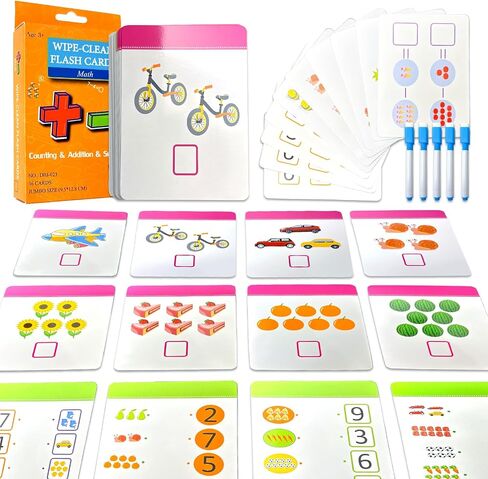 Number Flash Cards for Toddlers with 5 Dry Erase Pens, Numbers 0-25/30-100 Preschool Fun Learning Card, 36PCS Double Sides Counting Flashcards,Early Education Flashcards for Kids Ages 1-5 in Kuwait