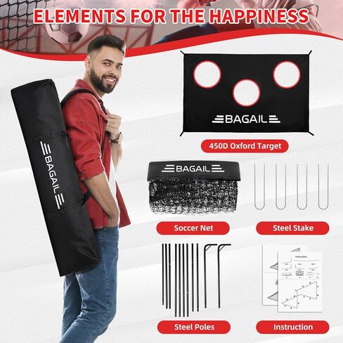 هدف كرة القدم من باجيل، شبكة كرة قدم 2 في 1 مع أهداف، مدرب كرة قدم منبثق مقاس 6 × 4 أقدام للفناء الخلفي مع قطعة قماش مستهدفة قابلة للفصل وحقيبة حمل، لعبة كرة قدم ممتعة للاستخدام الداخلي والخارجي للأطفال والمراهقين in Kuwait