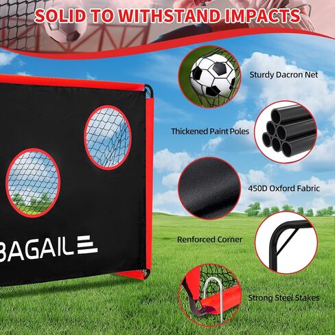 هدف كرة القدم من باجيل، شبكة كرة قدم 2 في 1 مع أهداف، مدرب كرة قدم منبثق مقاس 6 × 4 أقدام للفناء الخلفي مع قطعة قماش مستهدفة قابلة للفصل وحقيبة حمل، لعبة كرة قدم ممتعة للاستخدام الداخلي والخارجي للأطفال والمراهقين in Kuwait