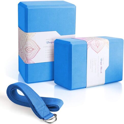 2 Pack Yoga Blocks 9"x 6"x 4" EVA Foam Blocks with Strap, High Density Block for Support and Deepening Poses in Saudi Arabia
