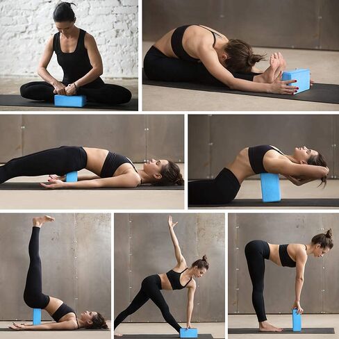 2 Pack Yoga Blocks 9"x 6"x 4" EVA Foam Blocks with Strap, High Density Block for Support and Deepening Poses in Saudi Arabia