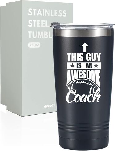 Onebttl Football Coach Gifts for Football Lovers, Players, Coaches, 20 oz Stainless Steel Travel Tumbler with Lid & Straw, Black (Football is My Favorite Season) in Saudi Arabia