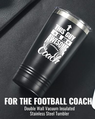 Onebttl Football Coach Gifts for Football Lovers, Players, Coaches, 20 oz Stainless Steel Travel Tumbler with Lid & Straw, Black (Football is My Favorite Season) in Saudi Arabia