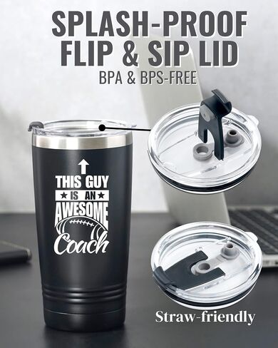 Onebttl Football Coach Gifts for Football Lovers, Players, Coaches, 20 oz Stainless Steel Travel Tumbler with Lid & Straw, Black (Football is My Favorite Season) in Saudi Arabia