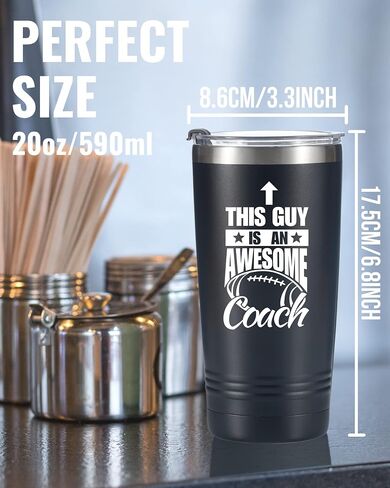 Onebttl Football Coach Gifts for Football Lovers, Players, Coaches, 20 oz Stainless Steel Travel Tumbler with Lid & Straw, Black (Football is My Favorite Season) in Saudi Arabia