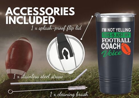 Onebttl Football Coach Gifts for Football Lovers, Players, Coaches, 20 oz Stainless Steel Travel Tumbler with Lid & Straw, Black (Football is My Favorite Season) in Saudi Arabia