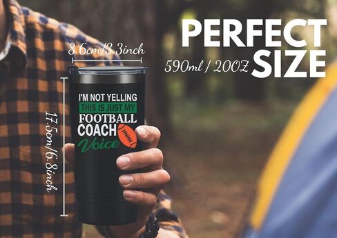 Onebttl Football Coach Gifts for Football Lovers, Players, Coaches, 20 oz Stainless Steel Travel Tumbler with Lid & Straw, Black (Football is My Favorite Season) in Saudi Arabia