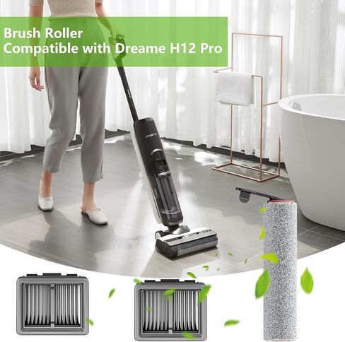 Replacement Vacuum Filters Roller Brushes Compatible with Dreame H12 Pro Wet Dry Vacuum Cleaner, Efficient Replacement Filters for Clean Floors (【H12Pro】2 Brush) in Saudi Arabia