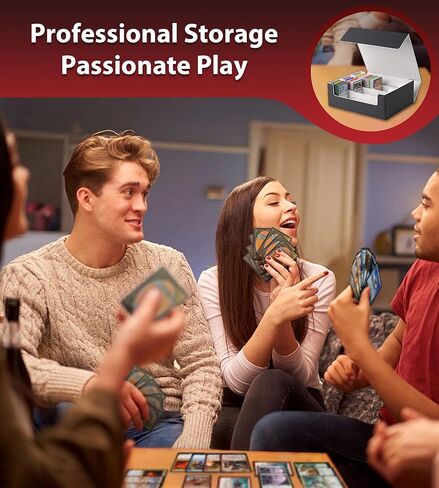 مربع تخزين بطاقة التداول - 2400+ قائد Deck Case for Magic the Gathering PKM Yugioh Sports Cards ، Leather MTG TCG PTCG مع 12 PVC Dividers 4 مؤيدي البطاقات ، الأزرق والأحمر in Kuwait