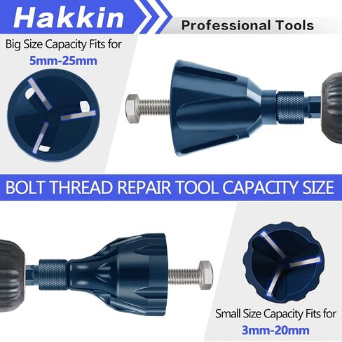 2PCS Burr Removal Tool for Metal, Hakkin Deburring External Chamfer Tool with Tungsten Carbide Blade, Bolt Deburring Tool for 1/8" to 1" (3-25mm), Bolt Thread Repair Tool Chamfer Bit with Hex Shank in Saudi Arabia