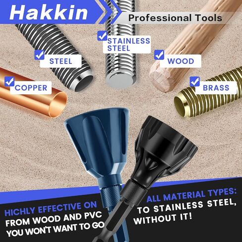 2PCS Burr Removal Tool for Metal, Hakkin Deburring External Chamfer Tool with Tungsten Carbide Blade, Bolt Deburring Tool for 1/8" to 1" (3-25mm), Bolt Thread Repair Tool Chamfer Bit with Hex Shank in Saudi Arabia
