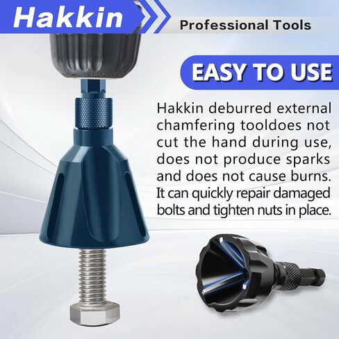 2PCS Burr Removal Tool for Metal, Hakkin Deburring External Chamfer Tool with Tungsten Carbide Blade, Bolt Deburring Tool for 1/8" to 1" (3-25mm), Bolt Thread Repair Tool Chamfer Bit with Hex Shank in Saudi Arabia