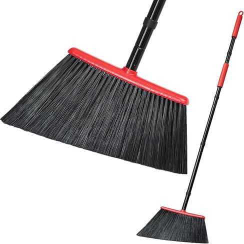 JEHONN Outdoor Broom Heavy Duty with 55 inches Long Handle, Household Collapsible Angle Brush for Sweeping Indoor Kitchen Patio Shop Outside Garage Lobby Garden Deck Hardwood Floors (Yellow) in Saudi Arabia