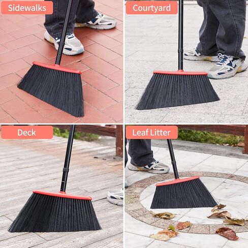 JEHONN Outdoor Broom Heavy Duty with 55 inches Long Handle, Household Collapsible Angle Brush for Sweeping Indoor Kitchen Patio Shop Outside Garage Lobby Garden Deck Hardwood Floors (Yellow) in Saudi Arabia