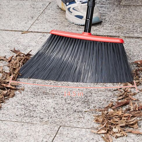 JEHONN Outdoor Broom Heavy Duty with 55 inches Long Handle, Household Collapsible Angle Brush for Sweeping Indoor Kitchen Patio Shop Outside Garage Lobby Garden Deck Hardwood Floors (Yellow) in Saudi Arabia